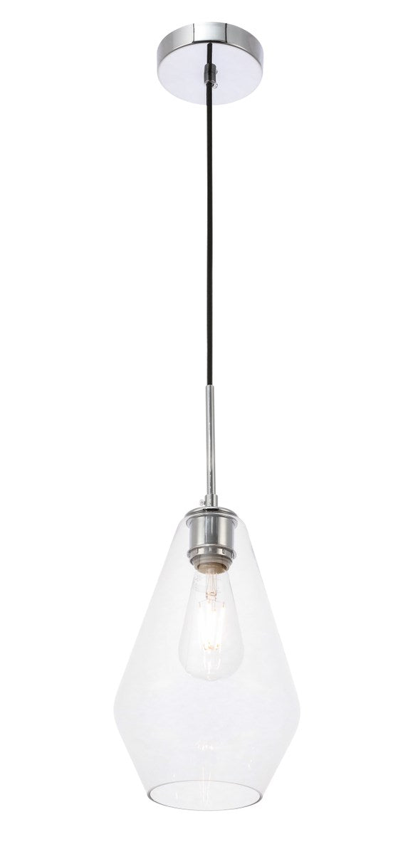 1 Light Chrome And Clear Glass Pendant