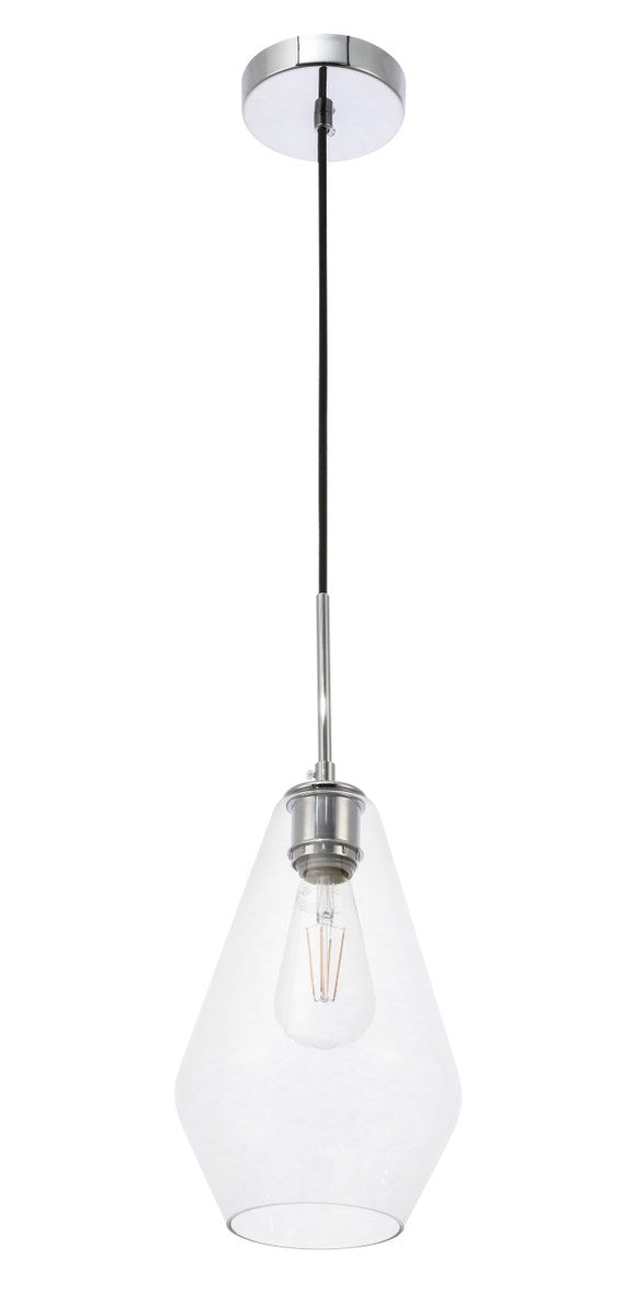 1 Light Chrome And Clear Glass Pendant