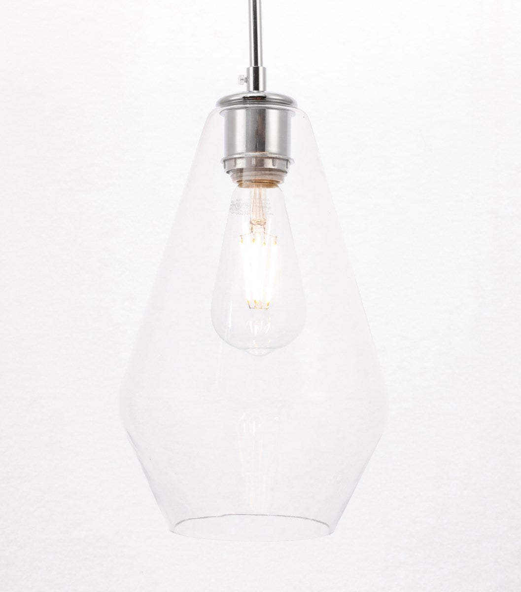 1 Light Chrome And Clear Glass Pendant