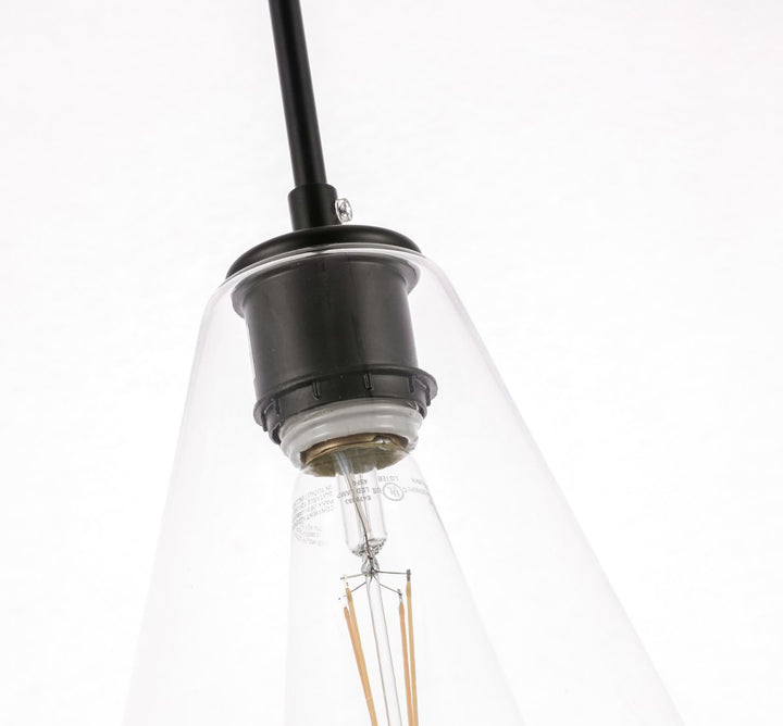 1 Light Black And Clear Glass Pendant