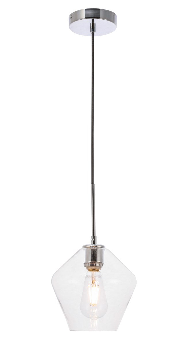 1 Light Chrome And Clear Glass Pendant by Living District