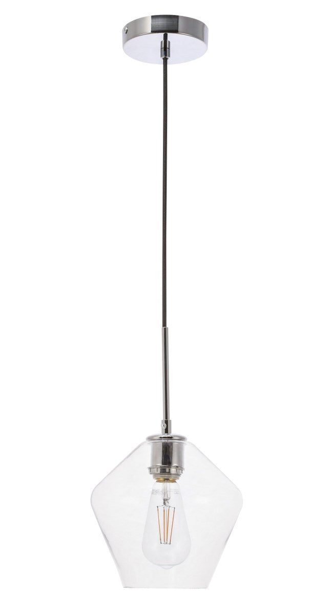 1 Light Chrome And Clear Glass Pendant
