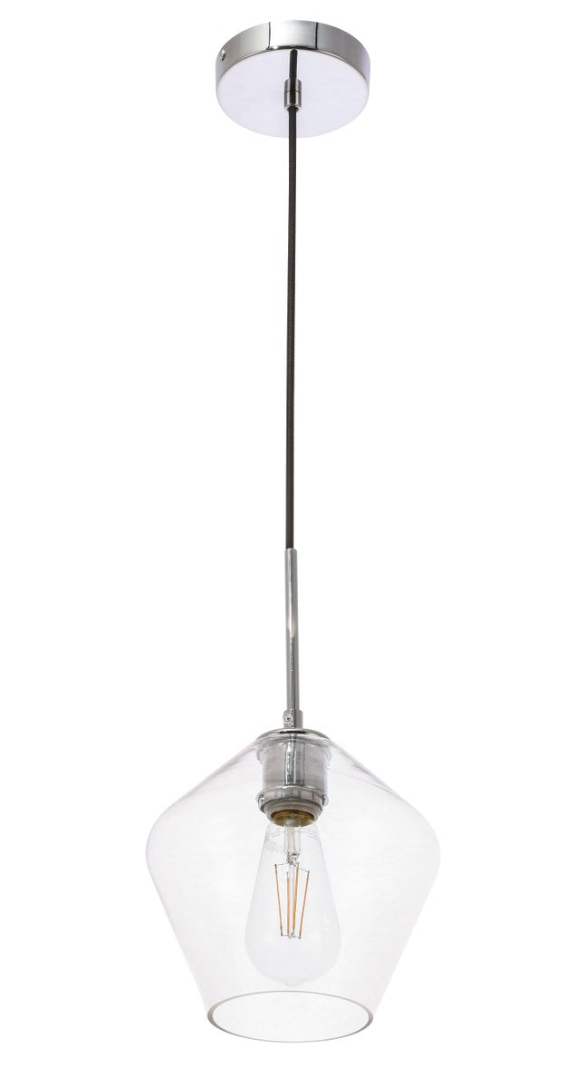 1 Light Chrome And Clear Glass Pendant