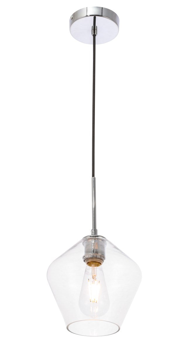 1 Light Chrome And Clear Glass Pendant