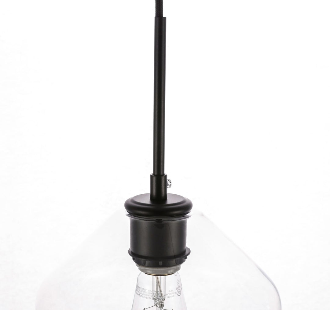 1 Light Black And Clear Glass Pendant