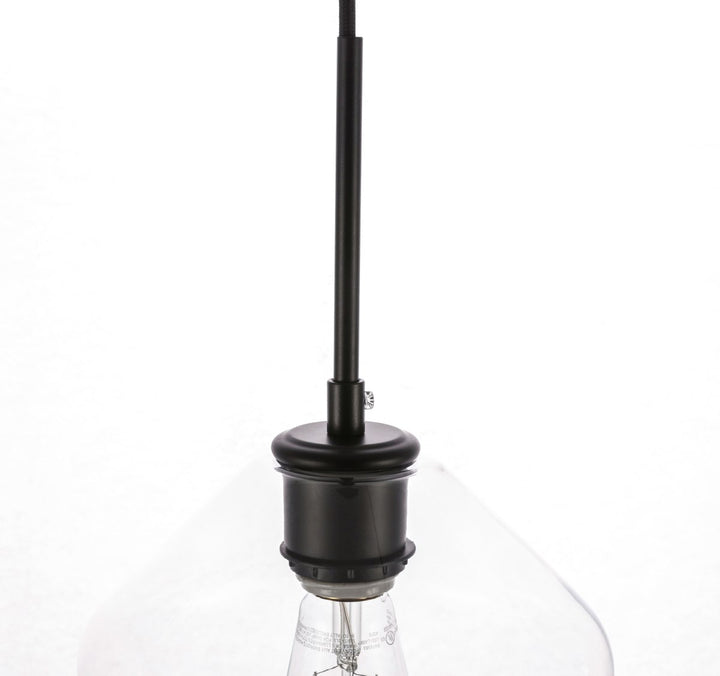1 Light Black And Clear Glass Pendant