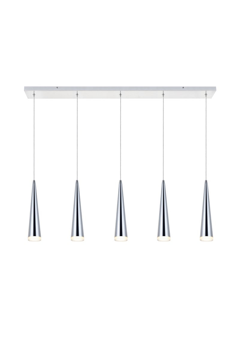 5 Light Chrome Led Pendant by Elegant Lighting