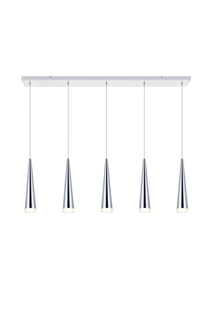 5 Light Chrome Led Pendant by Elegant Lighting