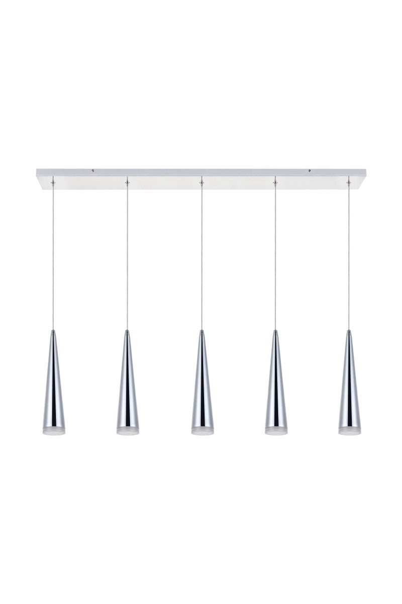 5 Light Chrome Led Pendant