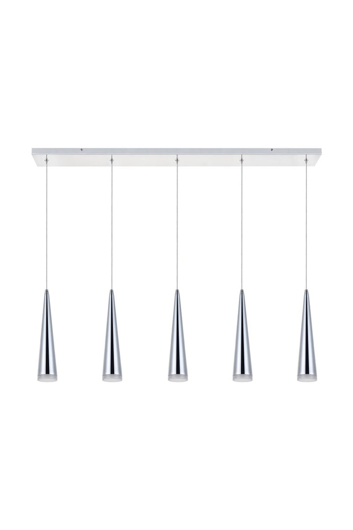 5 Light Chrome Led Pendant