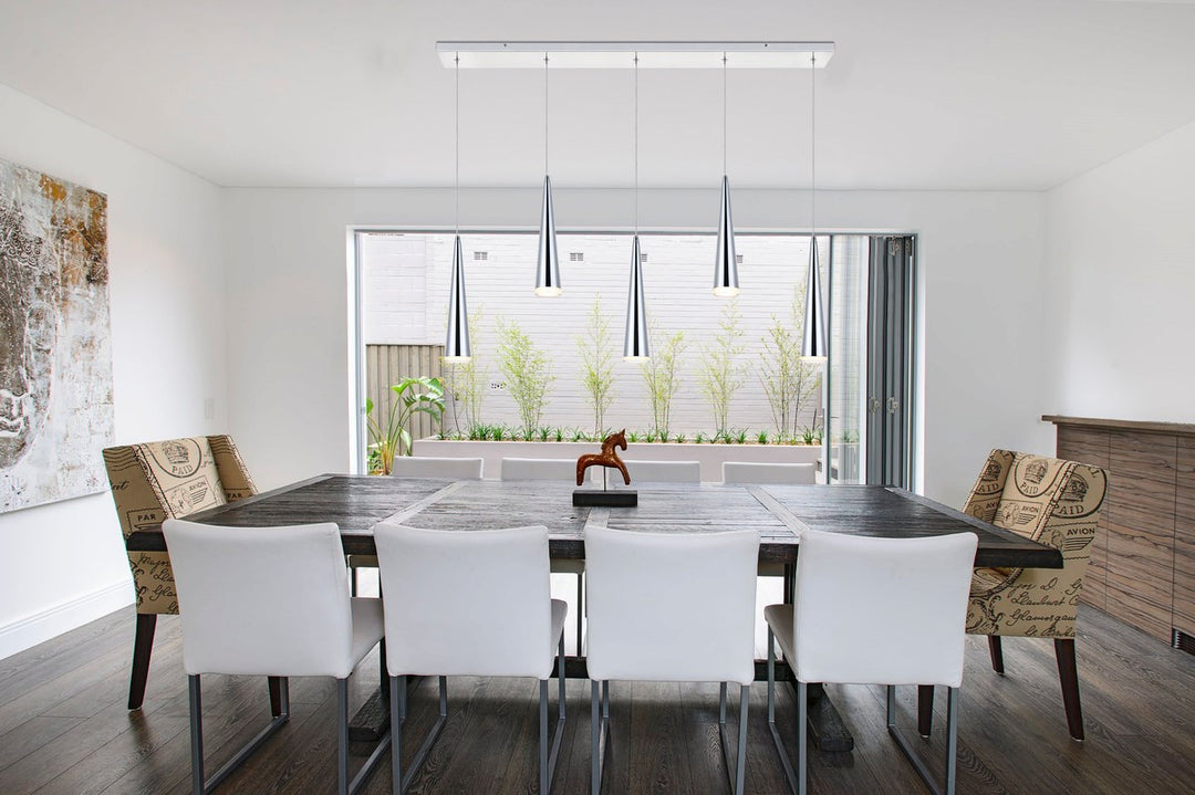 5 Light Chrome Led Pendant