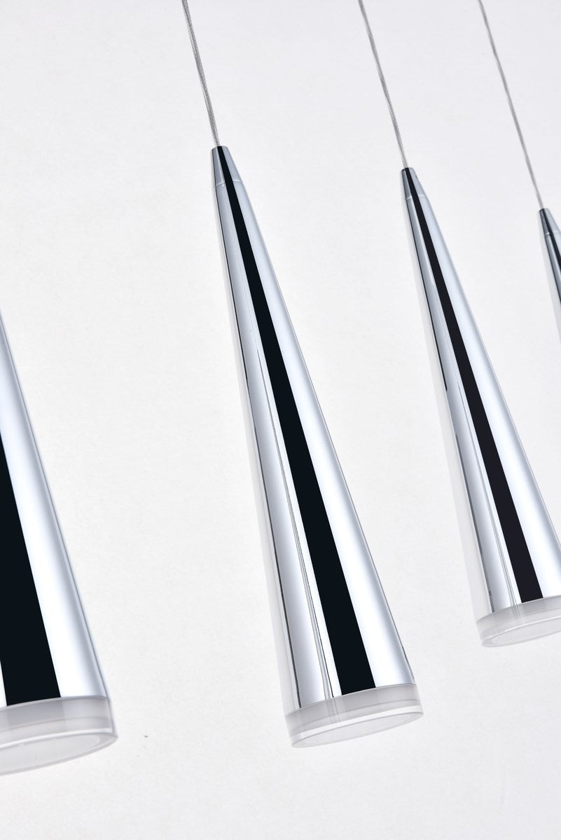 5 Light Chrome Led Pendant