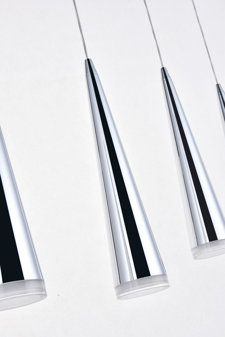 5 Light Chrome Led Pendant