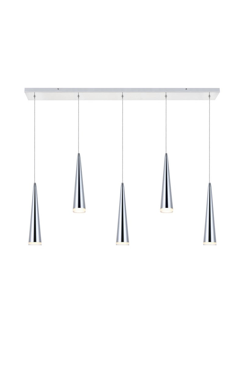 5 Light Chrome Led Pendant