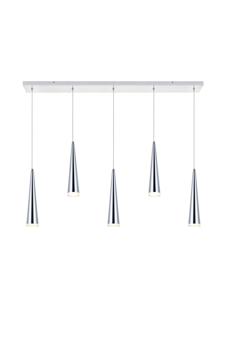 5 Light Chrome Led Pendant