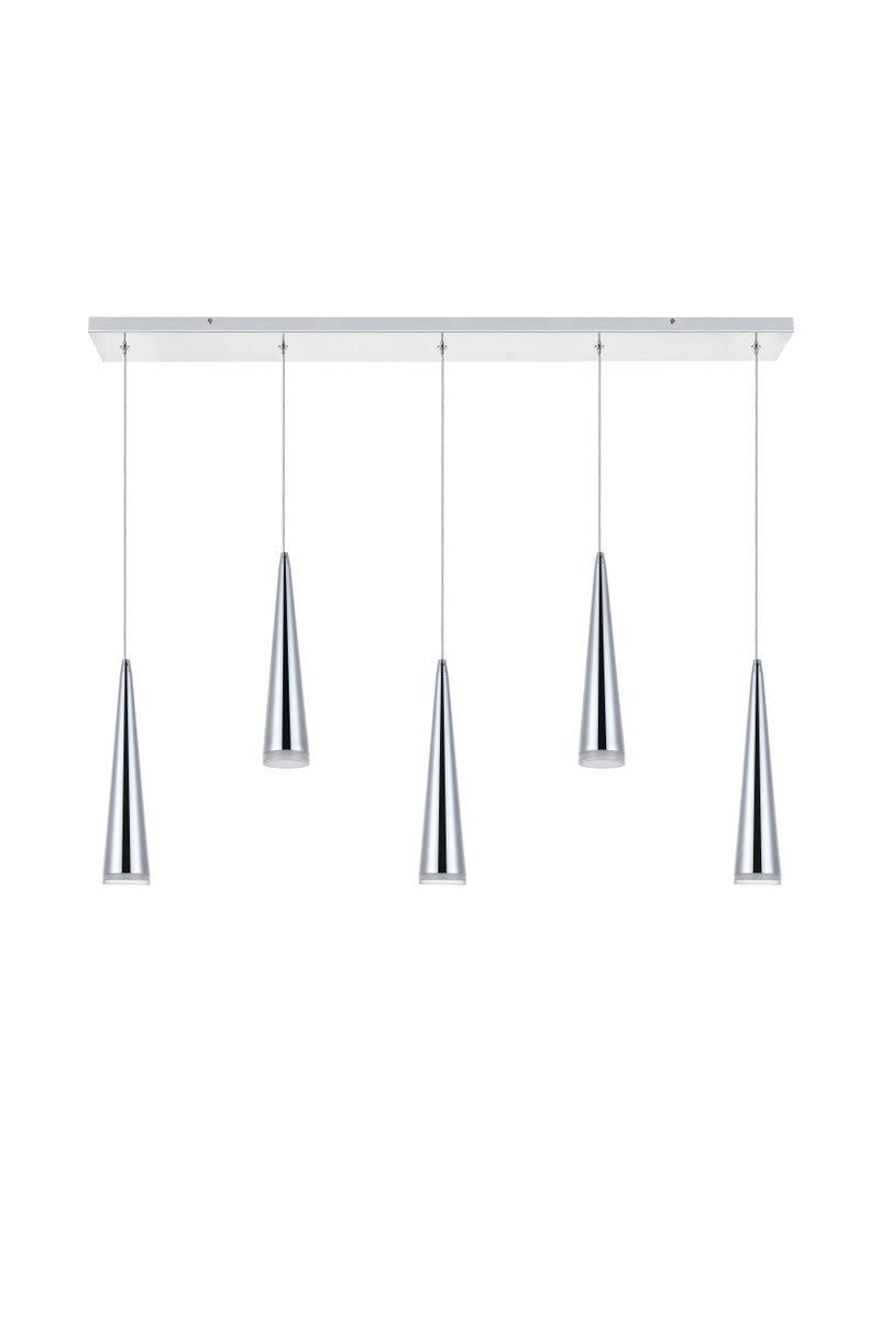 5 Light Chrome Led Pendant