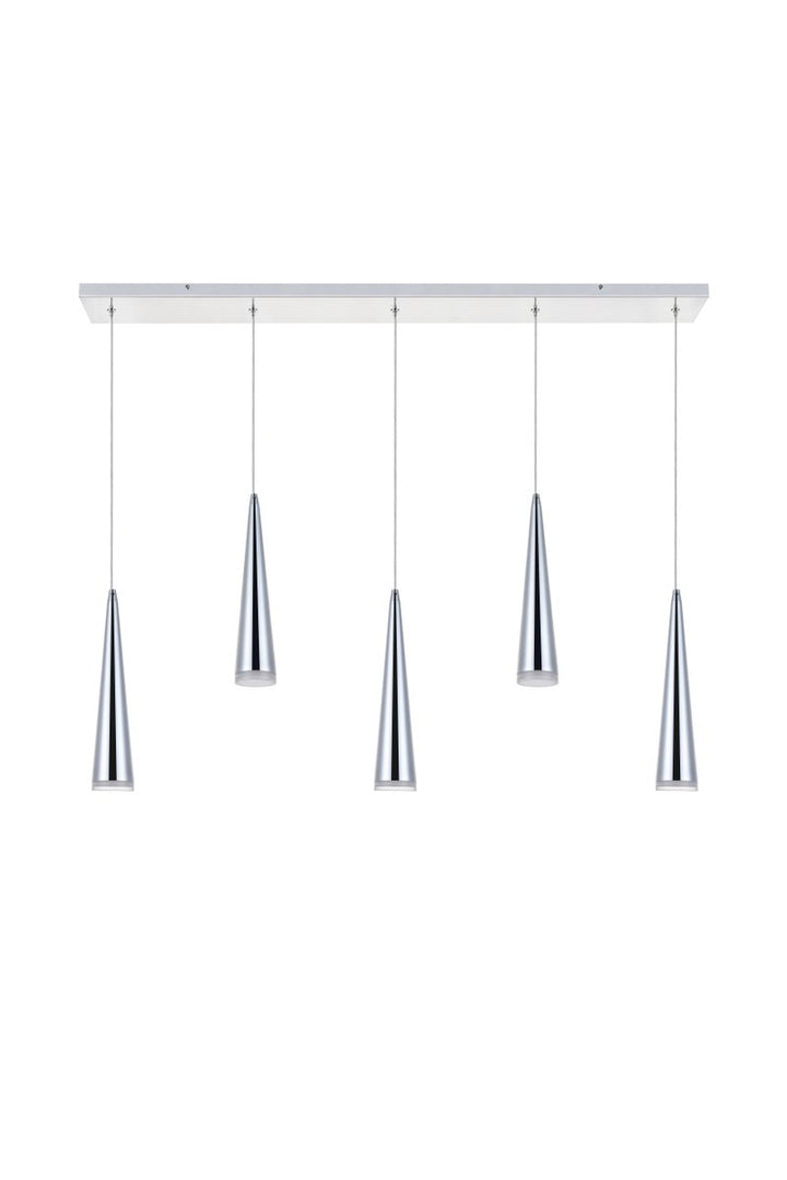 5 Light Chrome Led Pendant