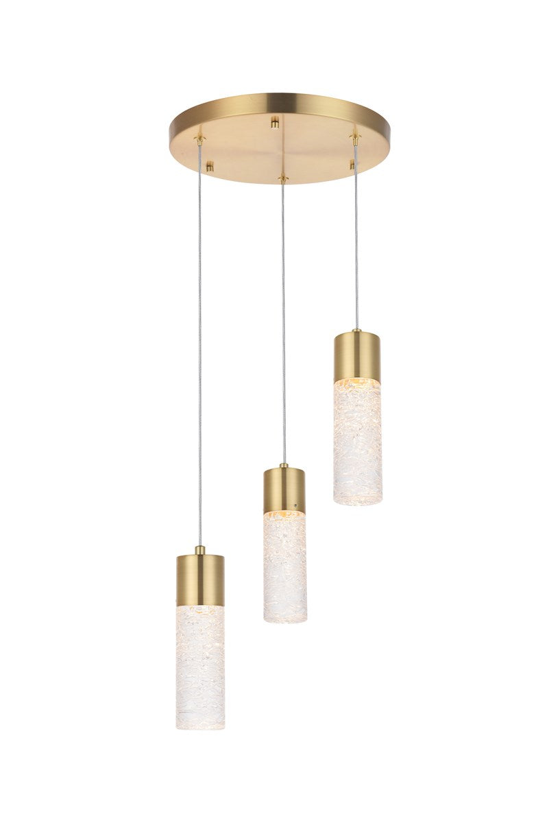 3 Light Gold Led Pendant by Elegant Lighting