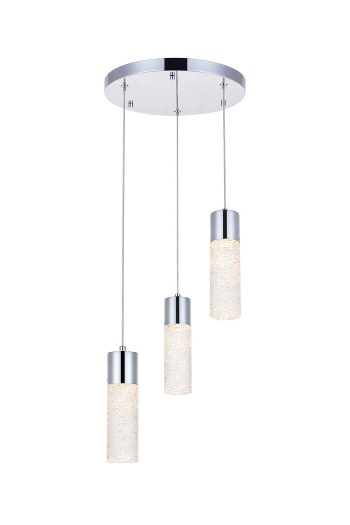 3 Light Chrome Led Pendant by Elegant Lighting
