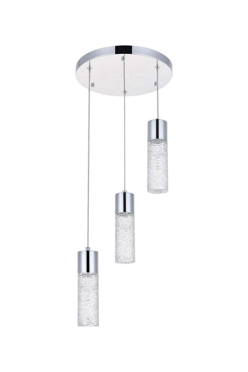 3 Light Chrome Led Pendant