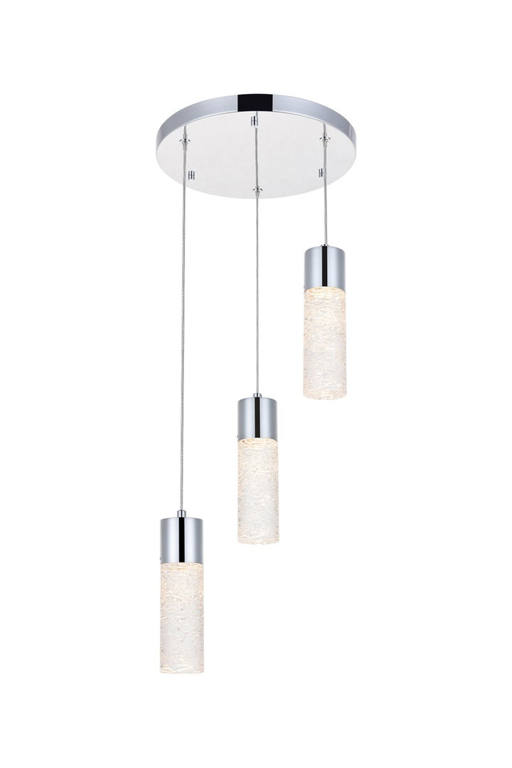 3 Light Chrome Led Pendant