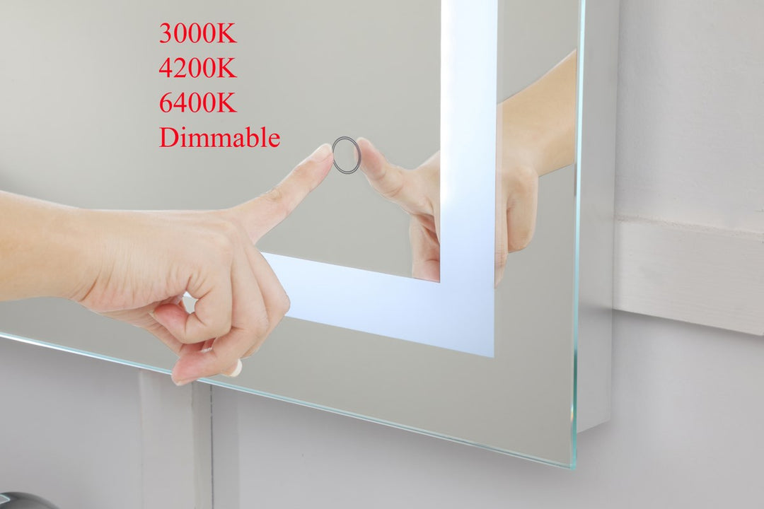 18In X 36In Hardwired Led Mirror With Touch Sensor And Color Changing