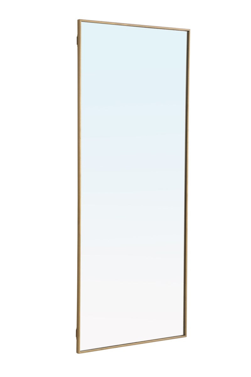 Metal Frame Rectangle Mirror 30 Inch Brass