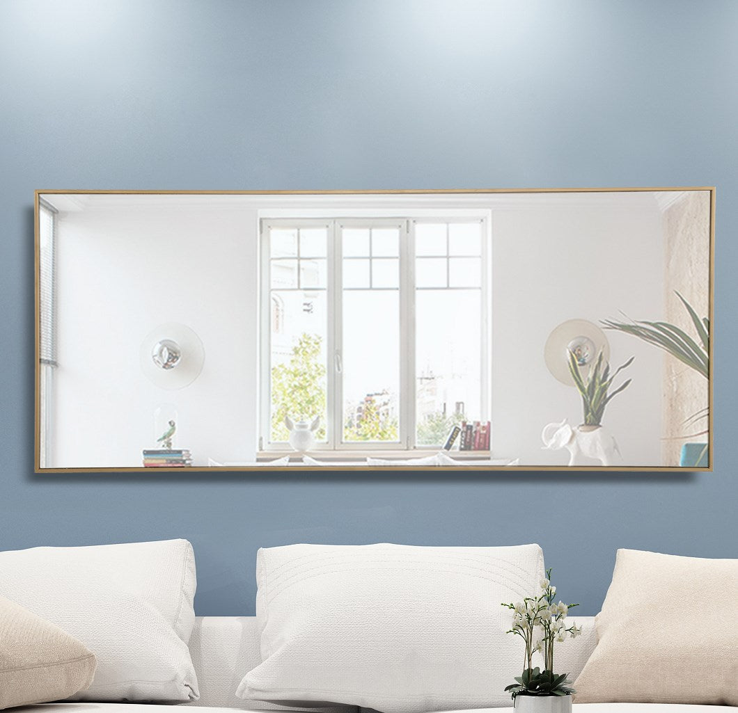 Metal Frame Rectangle Mirror 30 Inch Brass