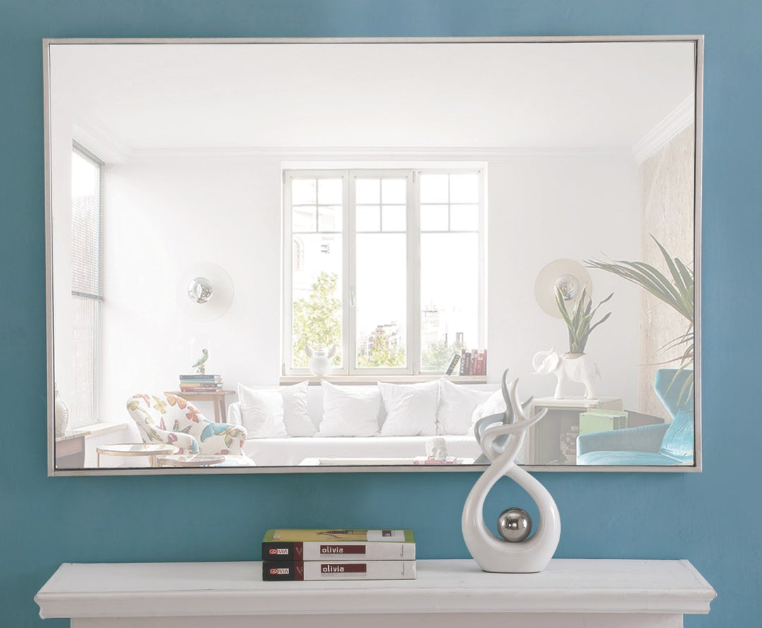 Metal Frame Rectangle Mirror 28 Inch Silver