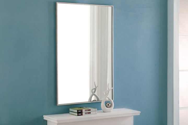 Metal Frame Rectangle Mirror 28 Inch Silver