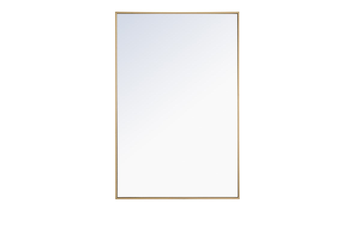 Metal Frame Rectangle Mirror 28 Inch Brass by Elegant Decor