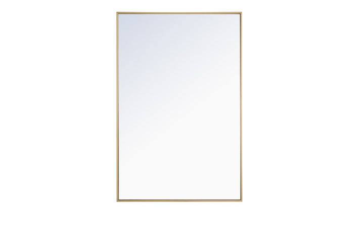 Metal Frame Rectangle Mirror 28 Inch Brass by Elegant Decor