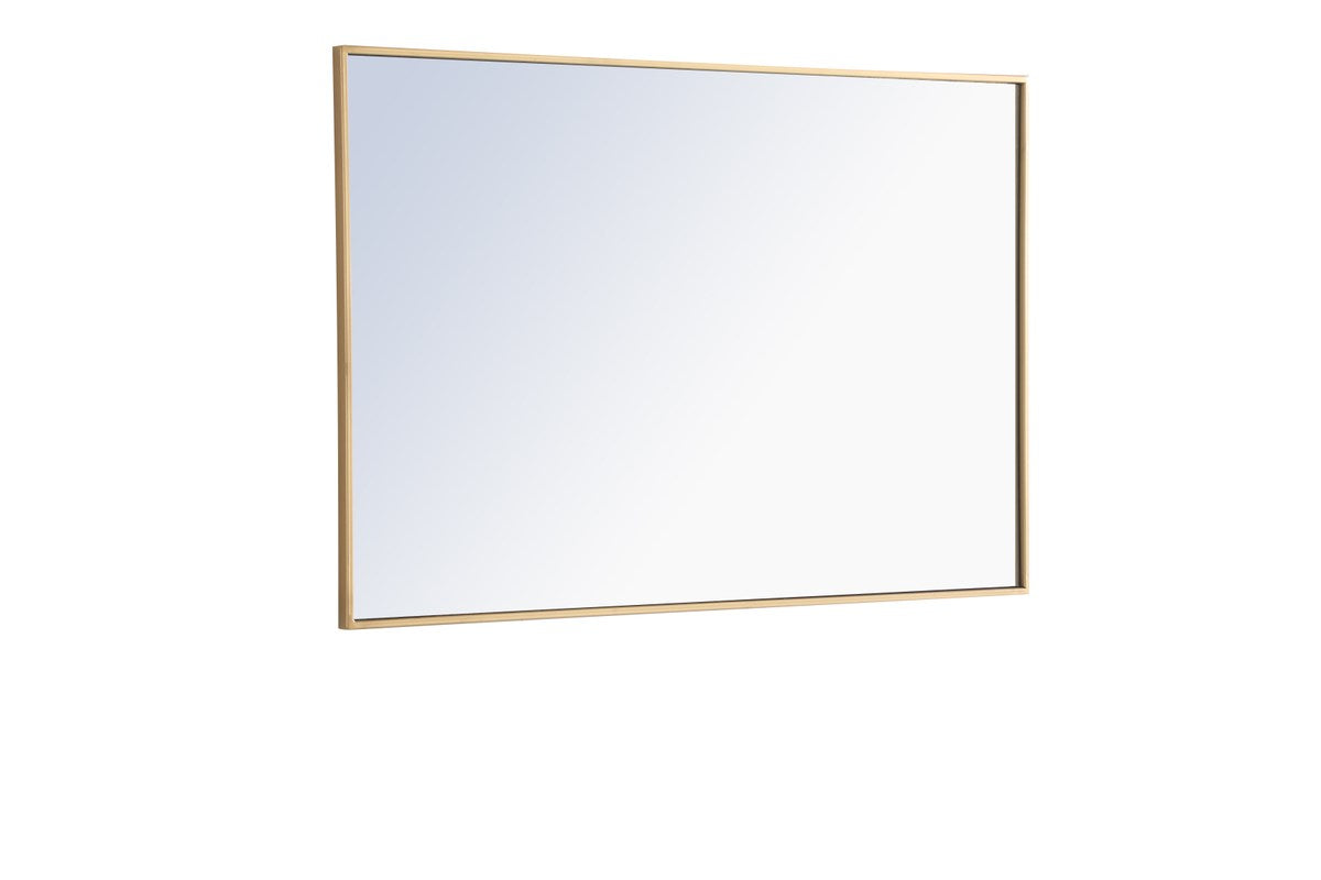 Metal Frame Rectangle Mirror 28 Inch Brass