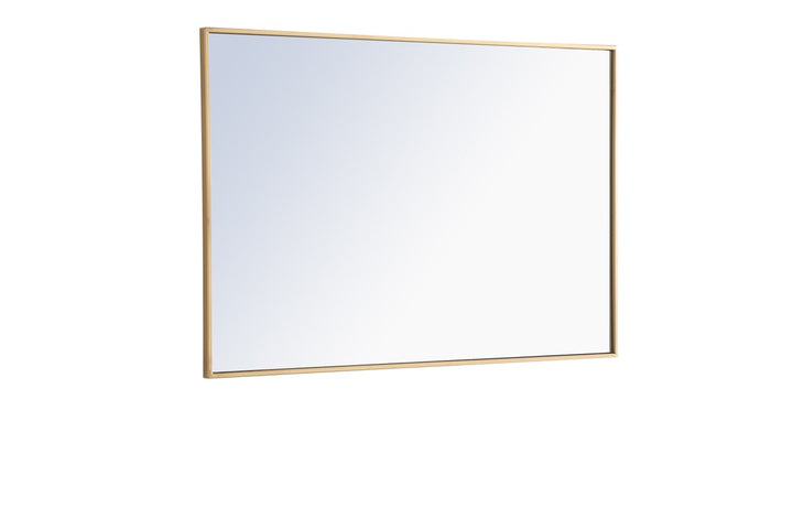 Metal Frame Rectangle Mirror 28 Inch Brass