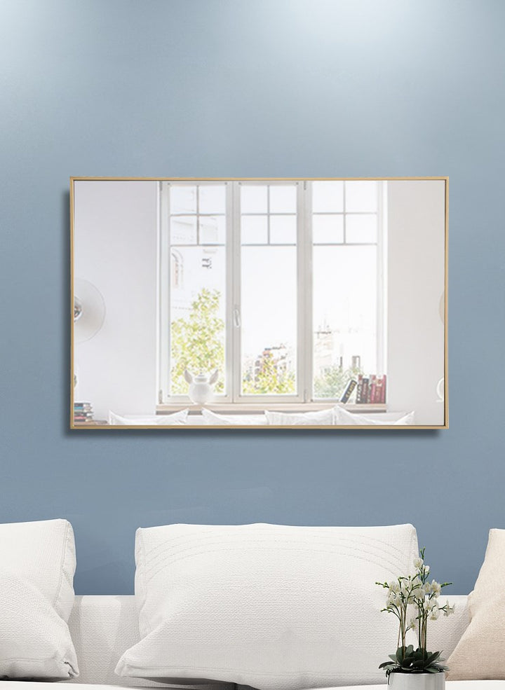 Metal Frame Rectangle Mirror 28 Inch Brass