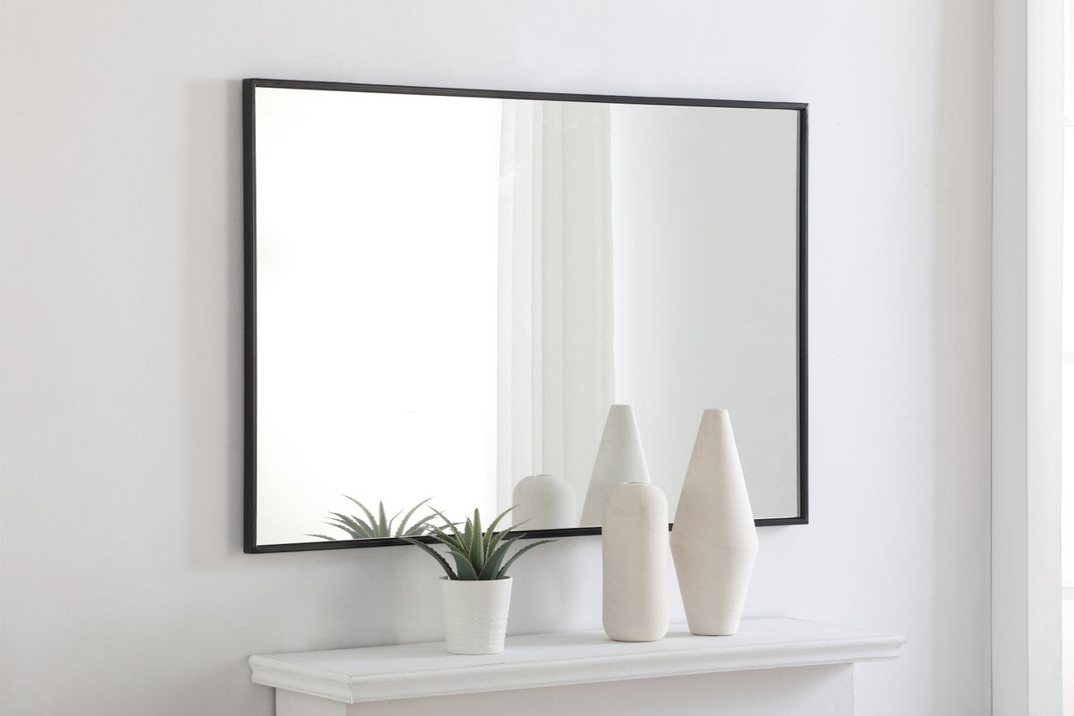Metal Frame Rectangle Mirror 28 Inch Black
