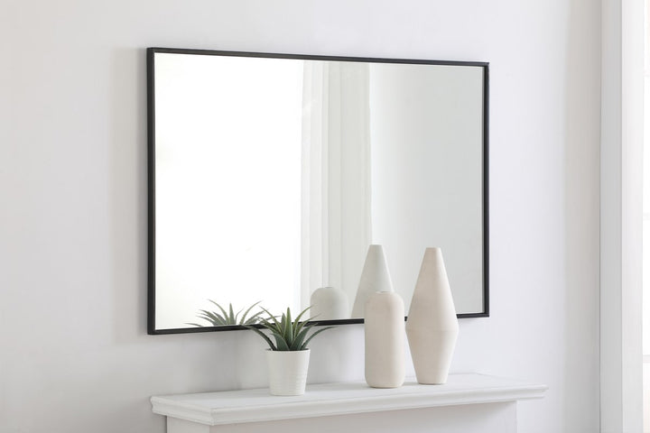 Metal Frame Rectangle Mirror 28 Inch Black