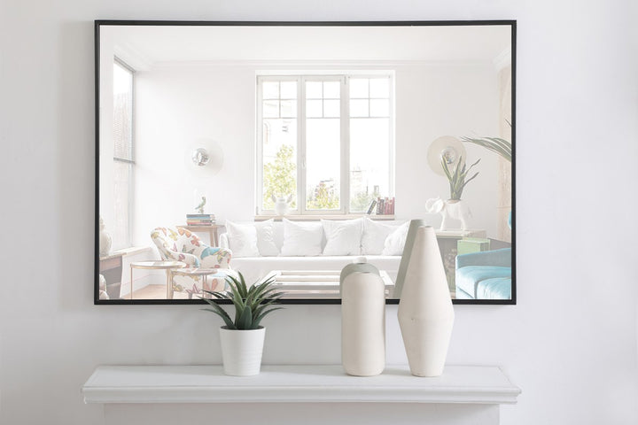 Metal Frame Rectangle Mirror 28 Inch Black