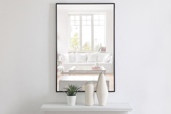 Metal Frame Rectangle Mirror 28 Inch Black