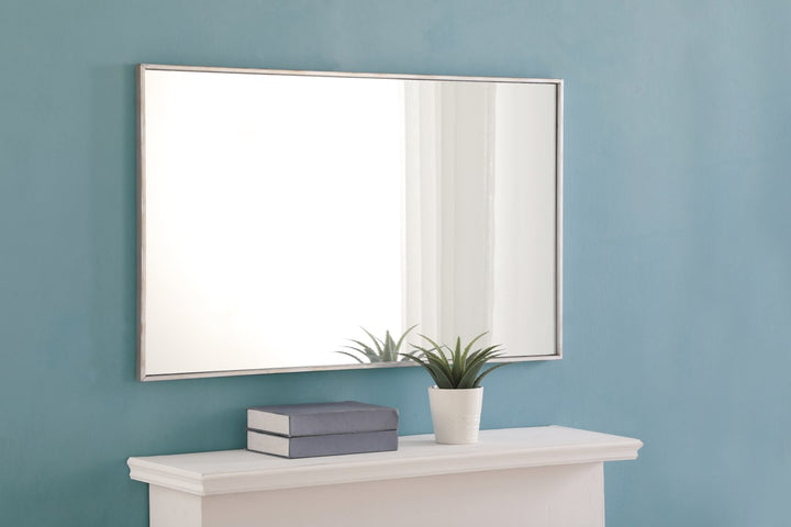 Metal Frame Rectangle Mirror 24 Inch Silver