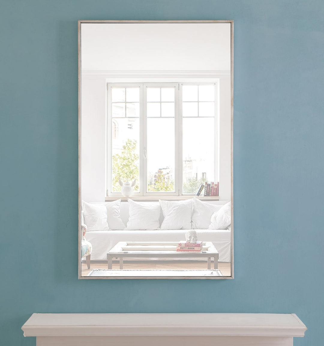 Metal Frame Rectangle Mirror 24 Inch Silver