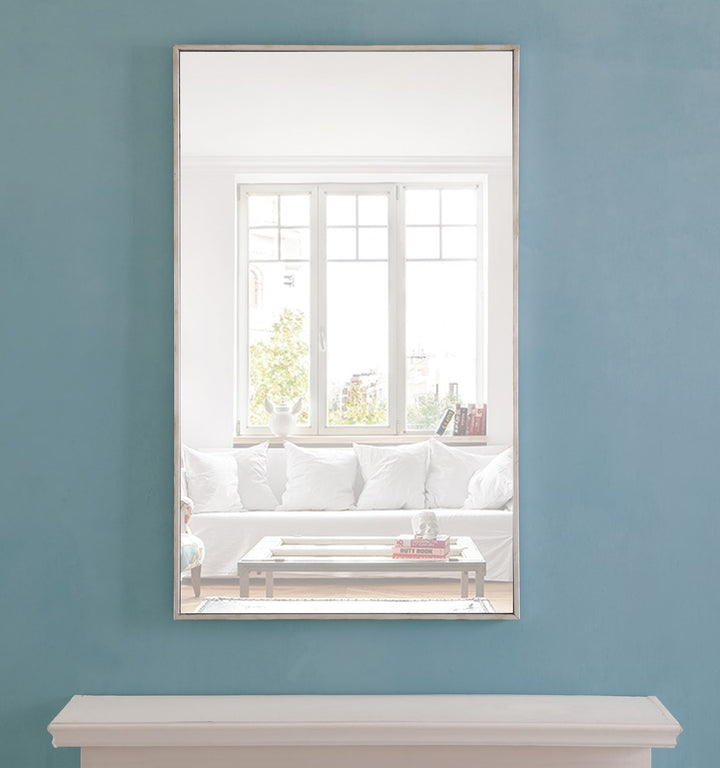 Metal Frame Rectangle Mirror 24 Inch Silver