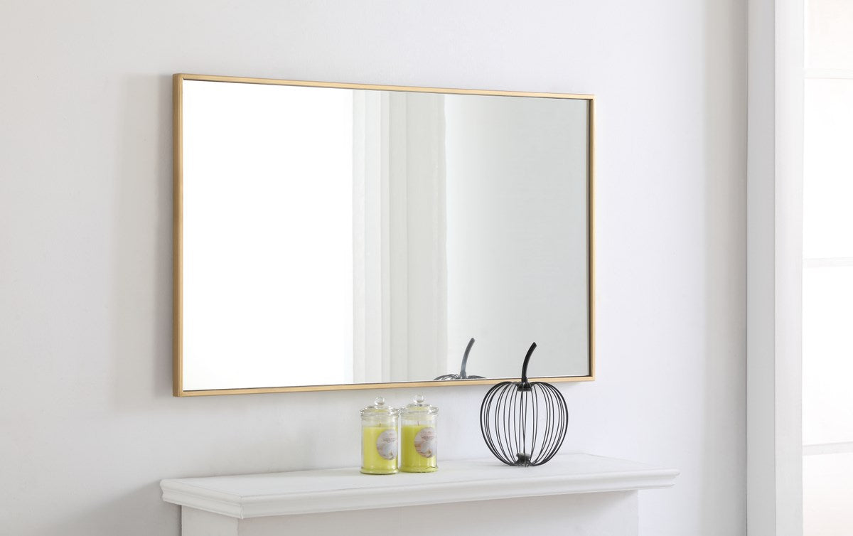 Metal Frame Rectangle Mirror 24 Inch Brass