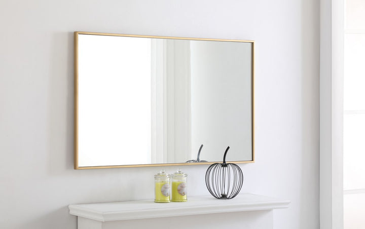 Metal Frame Rectangle Mirror 24 Inch Brass