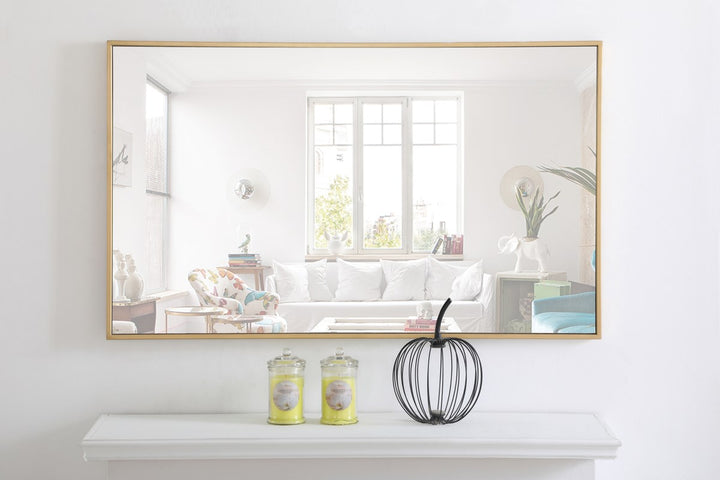 Metal Frame Rectangle Mirror 24 Inch Brass