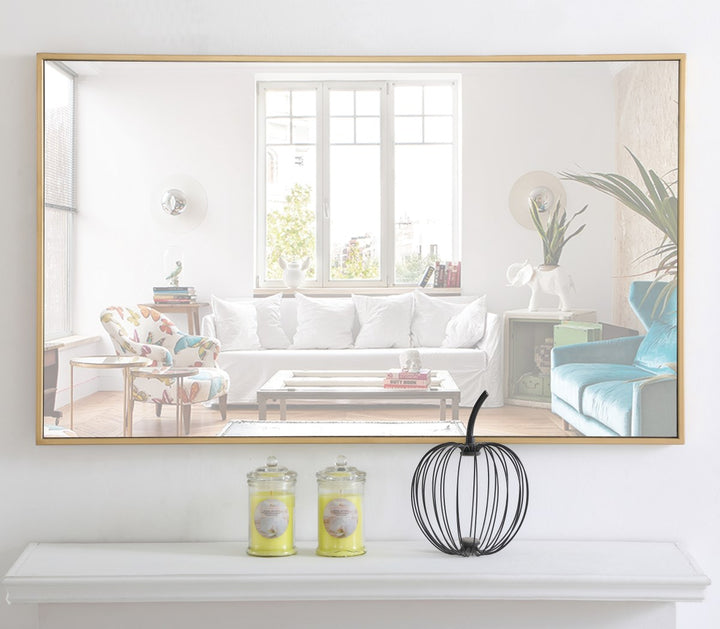 Metal Frame Rectangle Mirror 24 Inch Brass