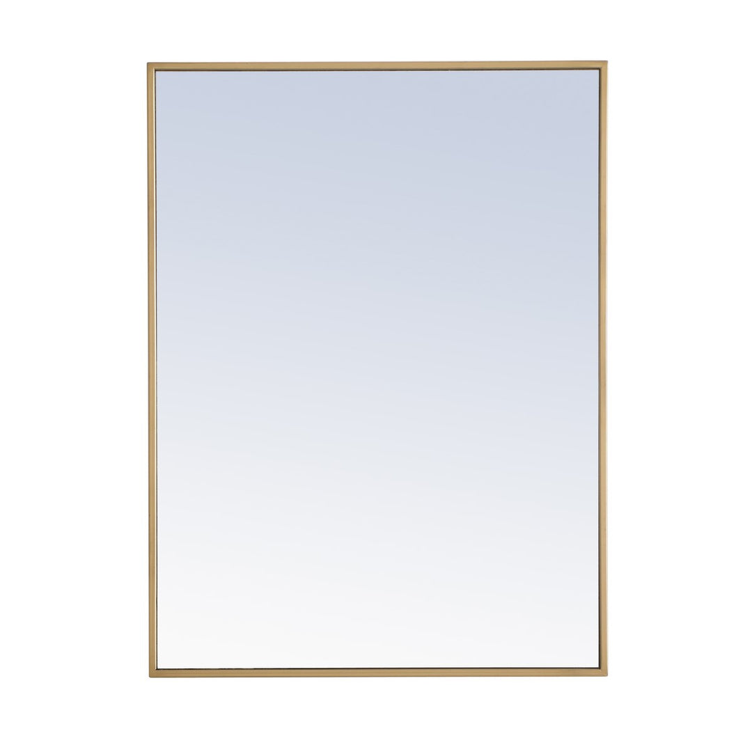Metal Frame Rectangle Mirror 24 Inch Brass Finish by Elegant Decor
