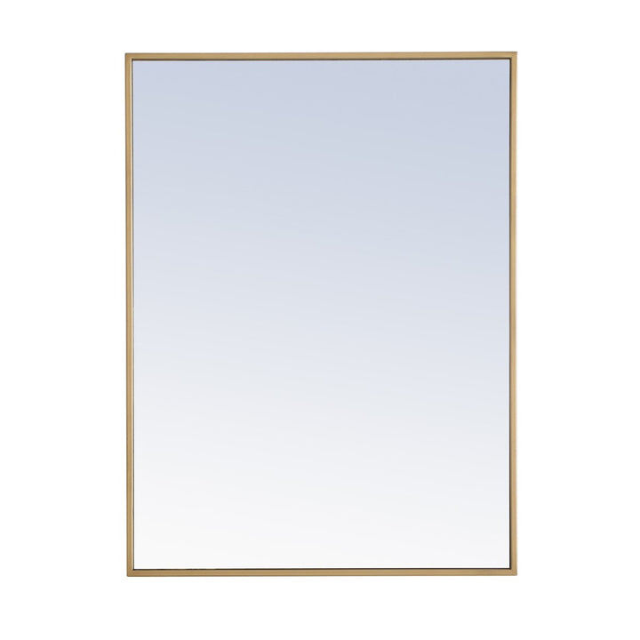 Metal Frame Rectangle Mirror 24 Inch Brass Finish by Elegant Decor