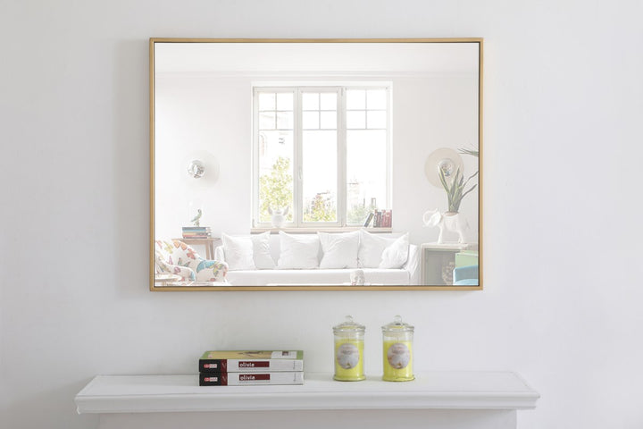 Metal Frame Rectangle Mirror 24 Inch Brass Finish