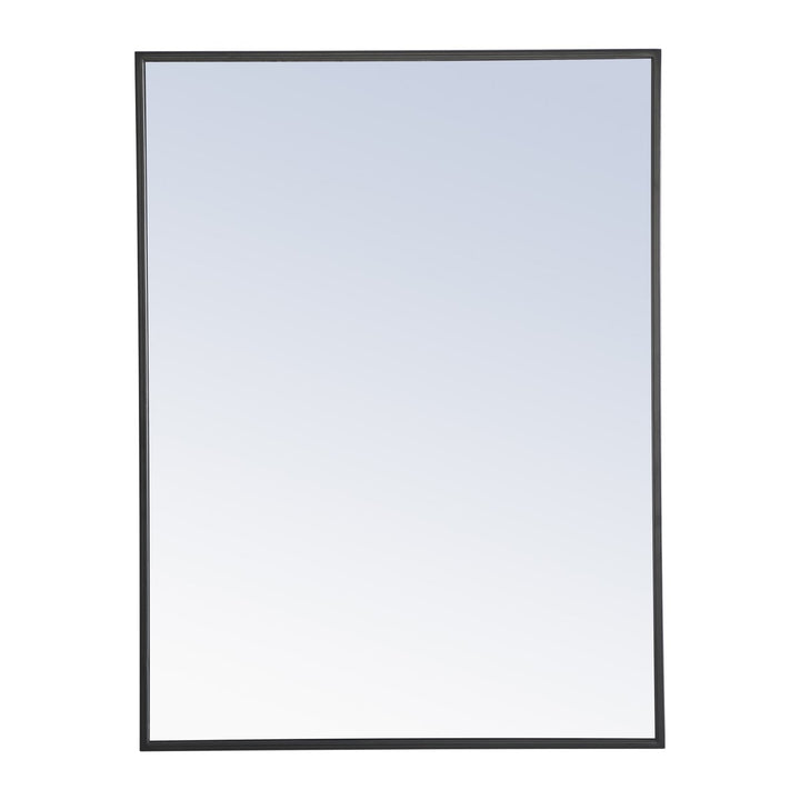Metal Frame Rectangle Mirror 24 Inch Black Finish by Elegant Decor